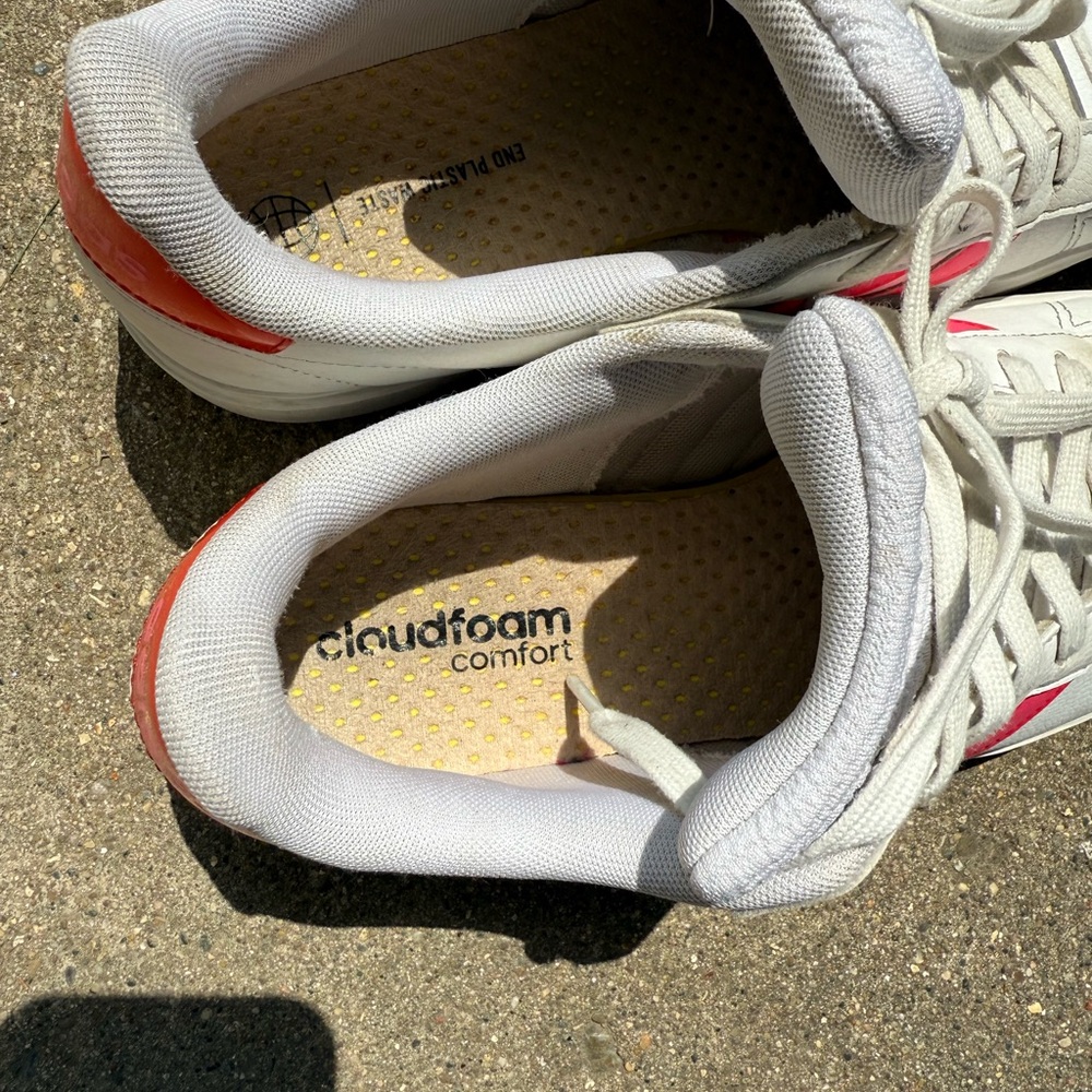 Adidas Women's White and Bright Pink Sneakers - Picture 4 of 13